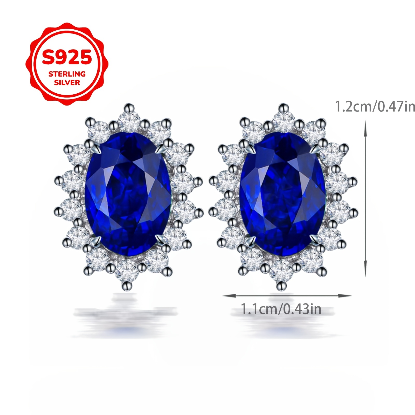 Women's Blue S925 Silver Stud Earrings for Daily Wear